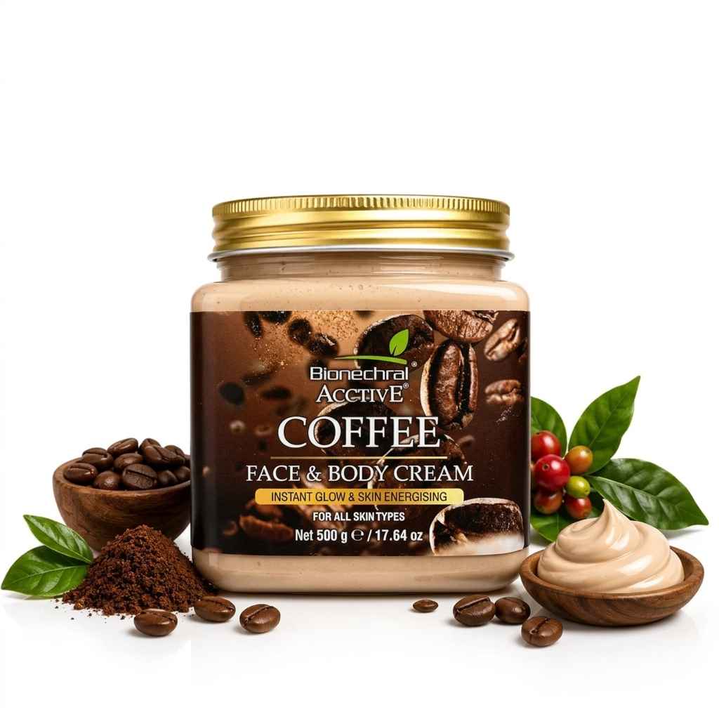 Bionechral Coffee Face & Body Cream | Instant Glow & Skin Energising | 500g